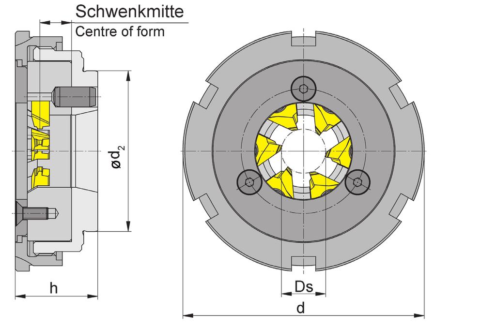 WIRBELKOPF WHIRLING HEAD ODULARE WERKZEUGE 302 / 006 ODULAR TOOLING SYSTE Bestellnummer Part number *Schwenkmitte *Centre of form Z Ds d h d 2 WSP Insert aschinentyp odel number of machine