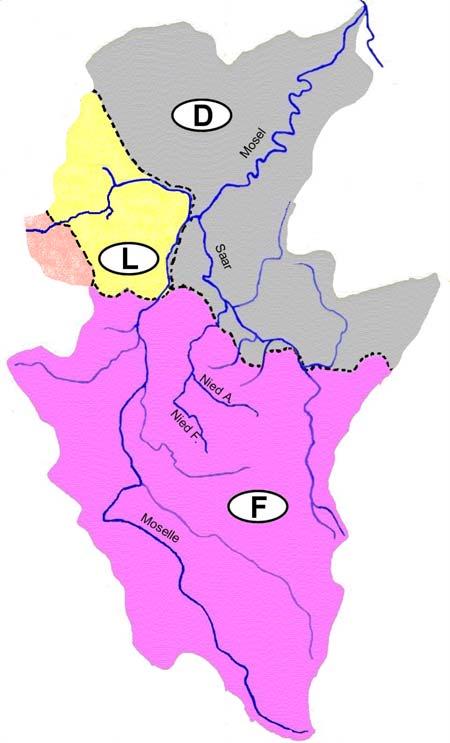 Das Untersuchungsgebiet Als Untersuchungsgebiete wurden die Nied als grenzüberschreitender Fluss in Deutschland und Frankreich sowie die Attert (Luxemburg) ausgewählt (Abb. 4).