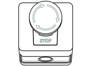 Installation Sicherheitsschalter (Not-Aus) Schließen Sie den externen Sicherheitsschalter (Option, nicht im Lieferumfang enthalten) an die vorgesehene Anschlussbuchse am Gerät an.