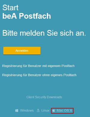 bea Client-Security herunterladen und installieren unter MAC OS Die Links zum Download der bea Client-Security finden Sie auf der Startseite unter https:// www.bea-brak.de.! Für die Installation der bea Client-Security benötigen Sie Administratorenrechte.