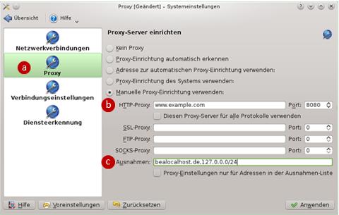 Proxy-Einstellungen vornehmen unter Linux Zum Einstellen des Proxy-Servers gehen Sie bitte wie folgt vor.! Die folgende Beschreibung bezieht sich auf den Standard-Desktop KDE von opensuse. 1.
