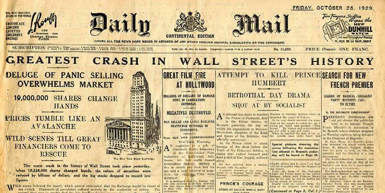 2 Die große Krise 1 Ein schwarzer Donnerstag Auslands-Ausgabe der Londoner Daily Mail von Freitag, 2.