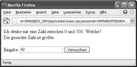 jetzt lerne ich 3 JavaServer Pages einsetzen In der Regel werden die Session-IDs über Cookies realisiert. Diese Sonderform von HTTP-Headern werden Sie im nächsten Kapitel näher kennen lernen.