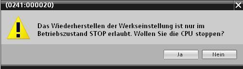 Bestätigen Sie die Frage ob Sie wirklich Rücksetzen auf Werkseinstellung