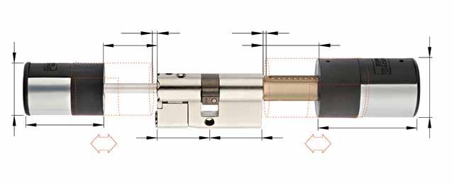 Rast-System: Der Zylinder ist anpassbar auf jede Türstärke bis 120 mm