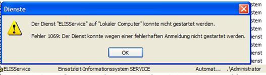 16.4 Administrator funktioniert nicht Betrifft: Windows * Meldung: Der Dienst konnte wegen einer fehlerhaften Anmeldung nicht gestartet werden.