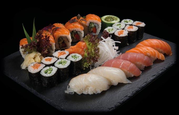 SUSHI BOX 77. Sushi For Two Box 70. Veggie Box, 11 Stk. 11,90 Nigiris mit Avocado, 2x Inari sowie 8 Veggie Inside Out Rolls 71. Bestseller Sushi Box, 17 Stk.