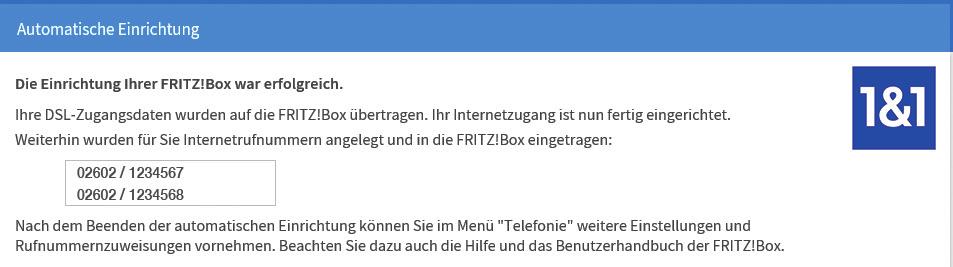 Ihr 1&1 Anschluss - Ihre Zugangsdaten 1&1