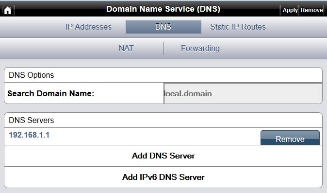 4. Den voreingestellten DNS-Server mit Remove entfernen Klicken Sie