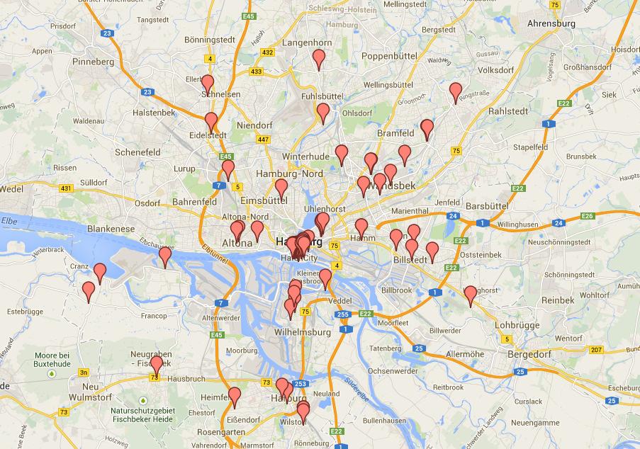 Anlagenverteilung im Hamburger Stadtgebiet