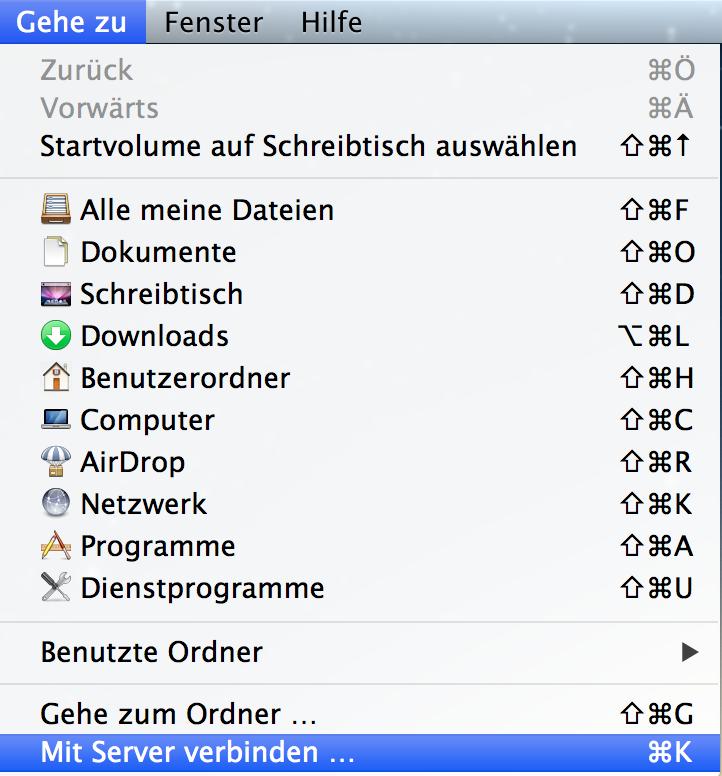 Einbinden von Laufwerk K unter Mac OS X