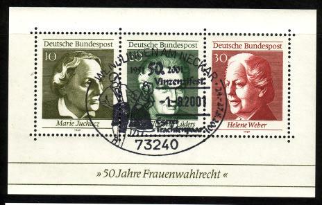 50 J. Frauenwahlrecht, Mi.Nr. Block 5 (596-598) Mi.
