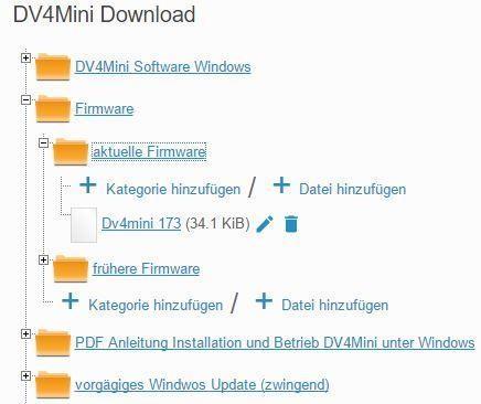 5. Firmware Update Auch der DV4Mini wird immer wieder weiterentwickelt. Darum muss ab und zu ein Firmware update gemacht werden. Bitte die gewünschte Firmware Datei unter http://ham-dmr.