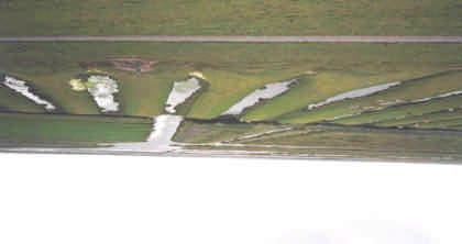 18 Bild 13: Tümlauer Koog Osten - nasser Deichfuß Außentief Tümlauer Koog Obgleich im Jahre 1999 umfangreiche Lahnungsarbeiten zur Einengung des Priels und ein ca.