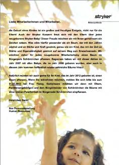 Kindergartenplätze Praktika für Mitarbeiterkinder Vielfältige Unterstützung: Stryker schätzt Familien Die Stryker Trauma GmbH in Schönkirchen bei Kiel setzt jedes Jahr Zeichen für die Familie.
