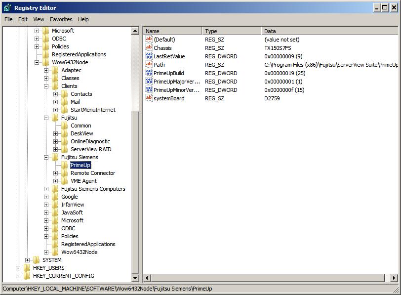 Beispiele Registry vor und nach Ausführung von PrimeUp -reginit NTAgents.xml Das Beispiel startet mit der in Bild 37 dargestellten PrimeUp-Registry.