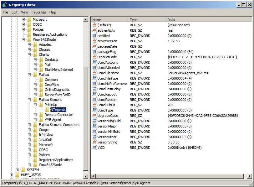 Beispiele Wenn PrimeUp -update NTAgents.xml fertig ausgeführt ist, ist der PrimeUp- Registry- Eintrag wie gezeigt in Bild 42.
