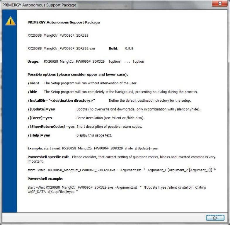 ASPs für Windows 4.2.6 Beispiele 4.2.6.1 Hilfetexte anzeigen Zum Anzeigen von Hilfetexten geben Sie das folgende Kommando ein: <ASP_Name>.