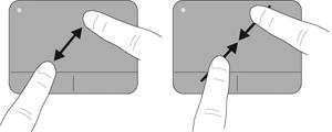 HINWEIS: Die Geschwindigkeit des Bildlaufs hängt davon ab, wie schnell Sie die Finger über das TouchPad ziehen.