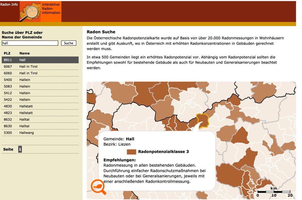 Abfrage Radon-Potential radon.gv.