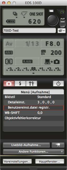 Im Livebild- oder Videomodus können Sie die unterschiedlichen Bildwirkungen direkt miteinander vergleichen, wenn Sie die -Taste drücken und anschließend den vierten Eintrag im nun eingeblendeten Menü