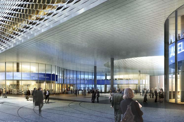 Event Halle (ab 2013) Mit der Fertigstellung des Messe-Neubaus wird die neue multifunktionale Event Halle mit grosszügigem Foyer und Galerie das Angebot der Messe Basel bedeutend erweitern.
