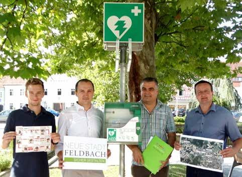 Defibrillatoren in Feldbach Im Rahmen des Projekts Feldbach sicher gestalten wurden von der Stadtgemeinde Feldbach neue Defibrillatoren angeschafft und im Gemeindegebiet installiert.