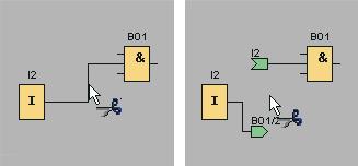 Tutorial 3.2 Kurzanleitung zur Schaltprogrammerstellung 3.2.2.4 Verbindungen trennen Große Schaltungen werden vor allem durch häufige Leitungskreuzungen leicht unübersichtlich.