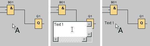 Tutorial 3.2 Kurzanleitung zur Schaltprogrammerstellung Blockunabhängiger und angebundener Text Wird zur Texteingabe auf die Programmieroberfläche geklickt, ist der Text blockunabhängig.