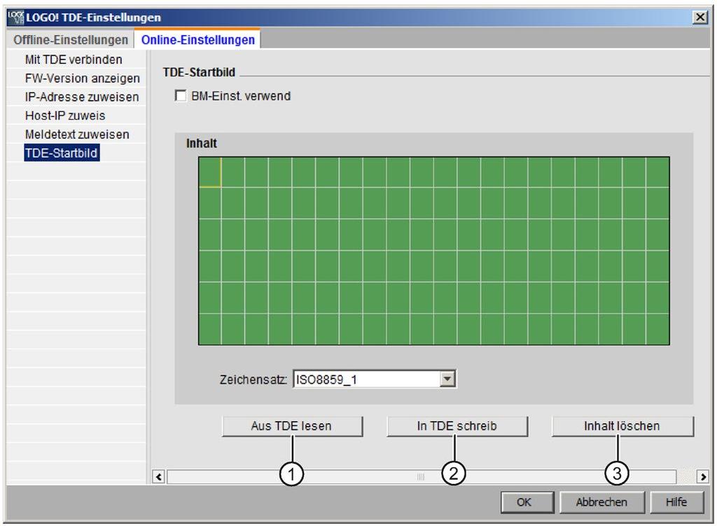 Tutorial 3.4 Kurzanleitung zur Projekterstellung TDE-Startbild In diesem Register können Sie ein Startbild für das LOGO! TDE konfigurieren.