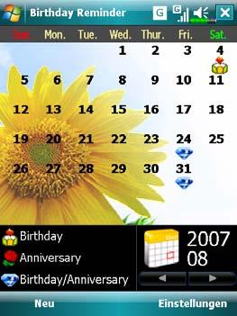 Birthday Reminder * Programme herunterladen Um Speicherplatz effektiv nutzen zu können, stehen die mit einem Sternchen * markierten Programme auf unserer Webseite http://www.glofiish.