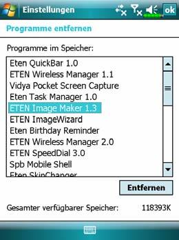 Mit den Synchronisationswerkzeugen auf dem Desktop-Computer: Durchsuchen Sie Ihre Pocket PC-Dateien mit dem Explorer in den Synchronisationswerkzeugen und lokalisieren Sie das Programm.