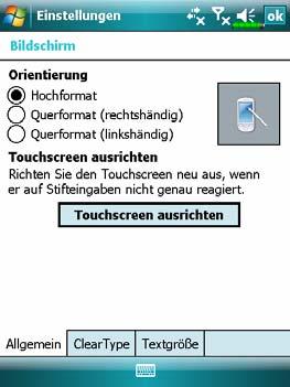 2 So verwenden Sie Ihren Pocket PC / Bildschirm Tippen Sie auf danach auf Bildschirm.