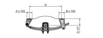 60 SMS80 single Single suspension type N with spring width 80 demi tandem type N A ressorts de 80 capacity (kg) leaf spring axle beam ressort corps d essieu D (mm) D1 (mm) B (mm) B1 (mm) L (mm)