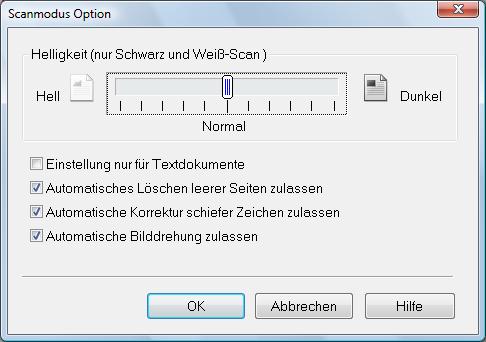 Verschiedene Anwendungsmöglichkeiten von ScanSnap (für Windows Benutzer) 2. Klicken Sie auf die [Option] Taste in der [Scanmodus] Registerkarte. Das [Scanmodus Option] Dialogfeld erscheint. 3.