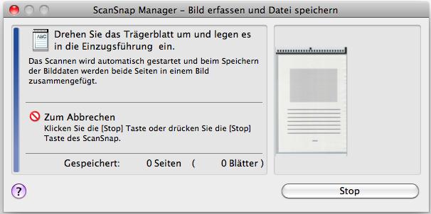 Verschiedene Anwendungsmöglichkeiten von ScanSnap (für Mac OS Benutzer) Scannen Sie das Trägerblatt nicht mit geöffneter Ausgabeführung.