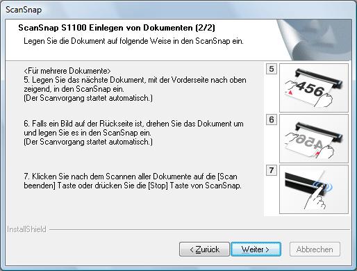 Installation unter Windows 11.Lesen Sie diese Anweisungen und klicken dann auf die [Weiter] Taste. Der [InstallShield Wizard abgeschlossen] Bildschirm erscheint. 12.