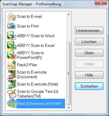 ScanSnap Manager konfigurieren (für Windows Benutzer) Profile löschen 1. Wählen Sie [Profilverwaltung] aus dem Rechtsklick-Menü.