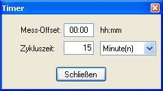4. Einrichtung 4.2 Timer (nur im Direkt-Modus) Dieser Menu-Punkt wird nur dargestellt wenn die Messgeräte direkt am PC angeschlossen sind.