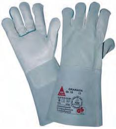 EN 388, EN 407, EN 420 Handschuh aus hautfreundlichem, atmungsaktivem Rindnarbenleder Stulpe aus widerstandsfähigem Spaltleder Hohe Weiterreiß und Durchstichfestigkeit durch doppelte Nähte ph