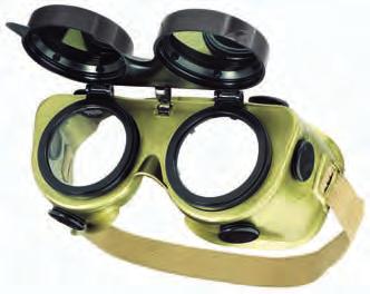 5 Schutzbrille Modell AMIGO Ausführung: Aufklappbare Schweißerschutzbrille aus PVC Material mit geringem Gewicht Sechs verdeckte Ventilationsöffnungen Verstellbares Kopfband Glasgröße 50 rund Innen