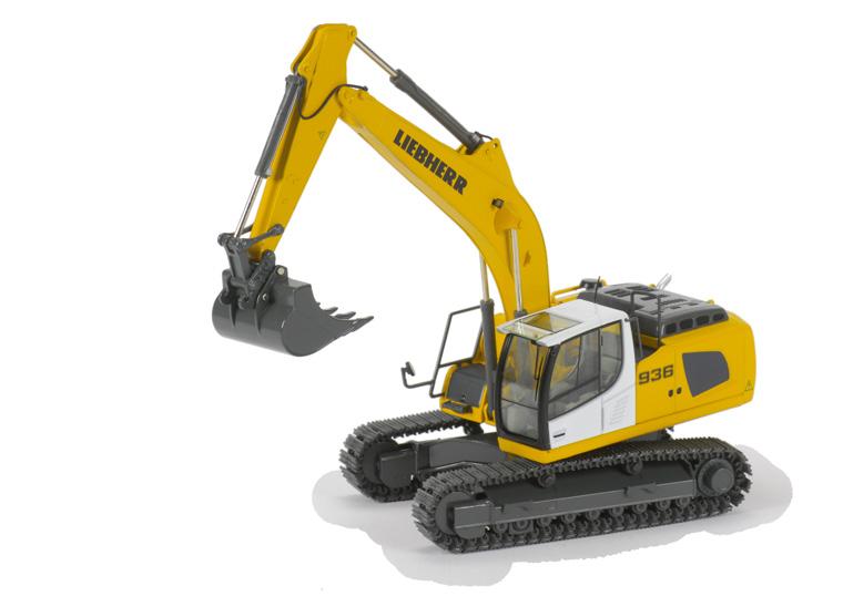 Small yet richly detailed scale model of the crawler excavator for civil and hydraulic engineering.