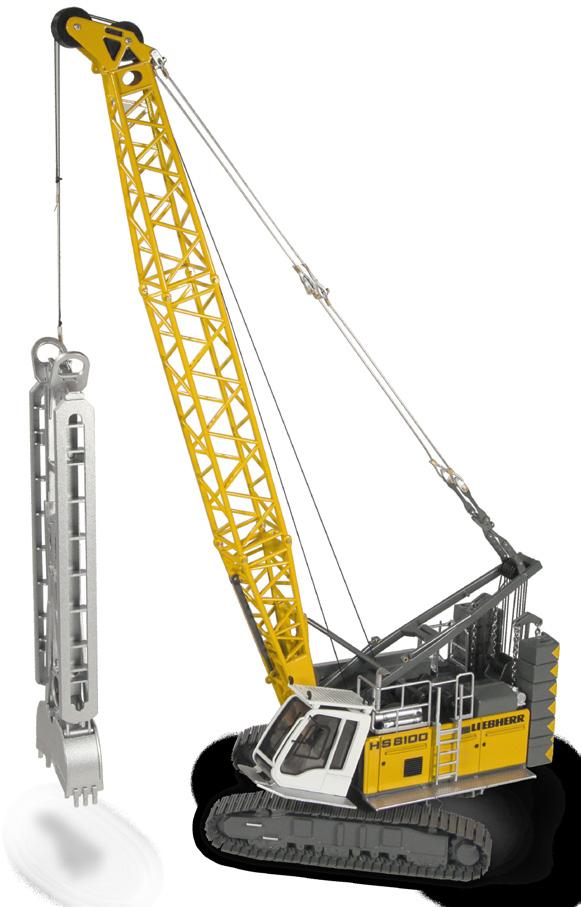 Detailed model of the Liebherr large diameter rotary drilling rig in 1:50 scale. Die-cast zinc model by NZG.