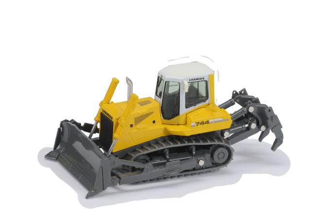 Liebherr L 550 wheel loader. True to scale, small Schuco model in an acrylic glass collector s display cabinet. 1:87 (H0) scale.