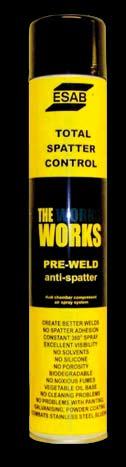 Antispritzerspray, Düsenschutz ESAB Pre-Wed Das ESAB Pre-Wed Spray ist mehr as ein herkömmiches Antispritzerspray.