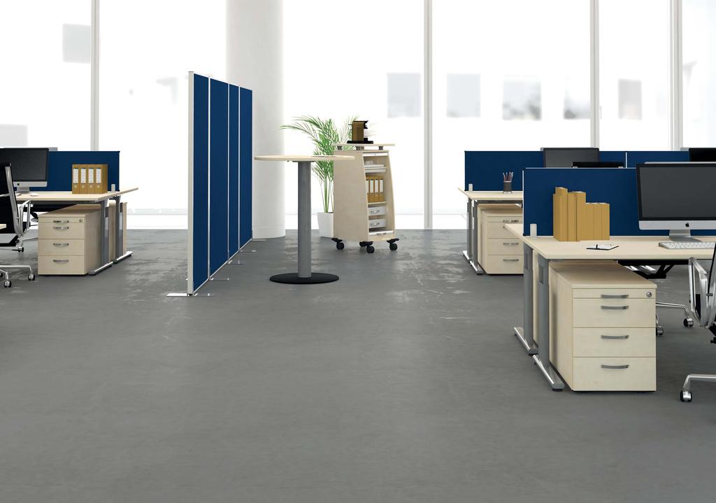 Büro 37 3 5 4 Schreibtisch C-Fuß Flex. Mit Bodenausgleichsschrauben. Seitenblende im Lieferumfang enthalten. B x T x H 600 x 800 x 70. N-6803-AS Rollcontainer Funktionsmöbel.