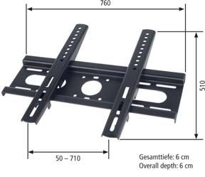 SAT-Technik HOME ENTERTAINMENT 1 Stück / piece 91 0083 WANDHALTER für Bildschirme 36 55 WALL BRACKET for 36 55 screens Farbe: Colour: Traglast: Load bearing