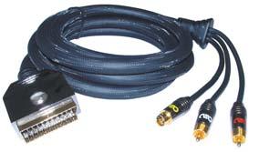 BLACK MOON S-VHS-, Cinch-Stecker auf Scart-Stecker Adapterkabel S-VHS-, cinch-plug to scart-plug-adapter cable Die Verwendung von versilbertem Kupfer ermöglicht eine besonders verlustfreie