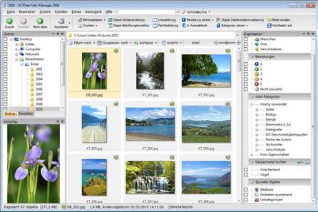 Das Browserfenster des ACDSee Foto-Manager 2009 ist in ACDSee 12 der Verwaltungsmodus.