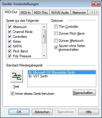 MIDI-Datei speichern Diese Kontroll-Möglichkeiten steuern den Export einer MIDI-Datei aus dem Programm.